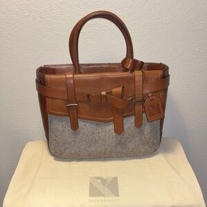Reed Krakoff Boxer tote bag in brown leather and gray wool